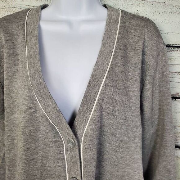 All In Motion Women’s Cardigan Gray Button Front Lounge Top Size L - Picture 2 of 7